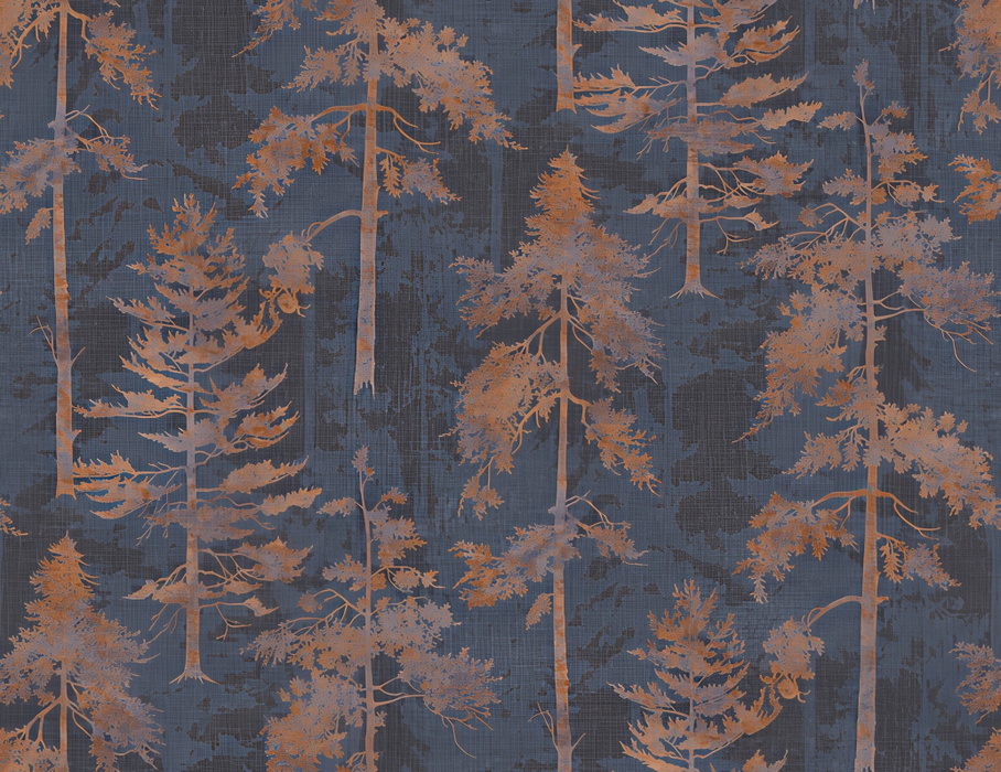 Solenne Tableau Woodland Wallpaper — Midnight Blue