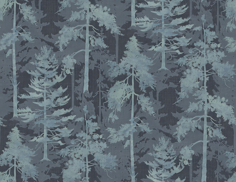 Solenne Tableau Woodland Wallpaper — Slate Blue