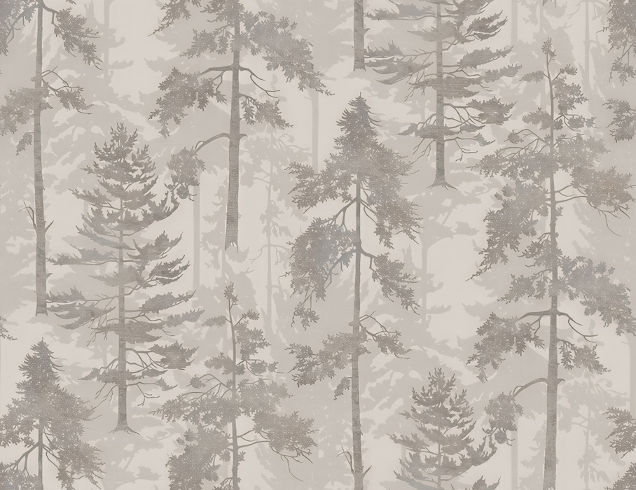 Solenne Tableau Woodland Wallpaper — Warm Taupe
