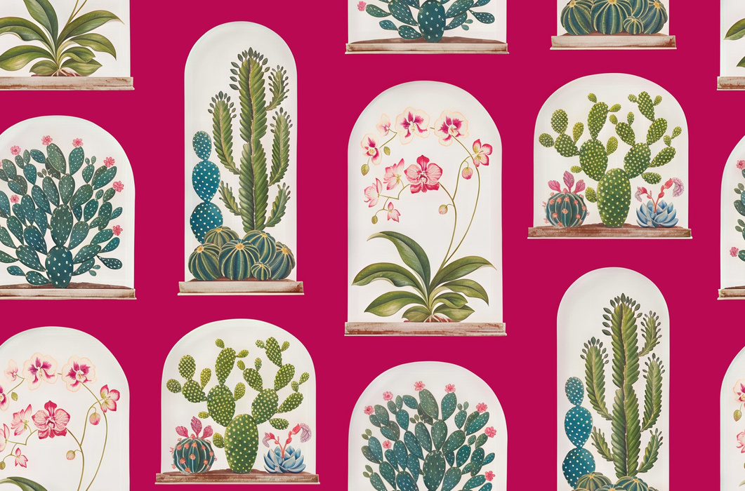 Thistlemere Echo Tropical Wallpaper — Fuchsia