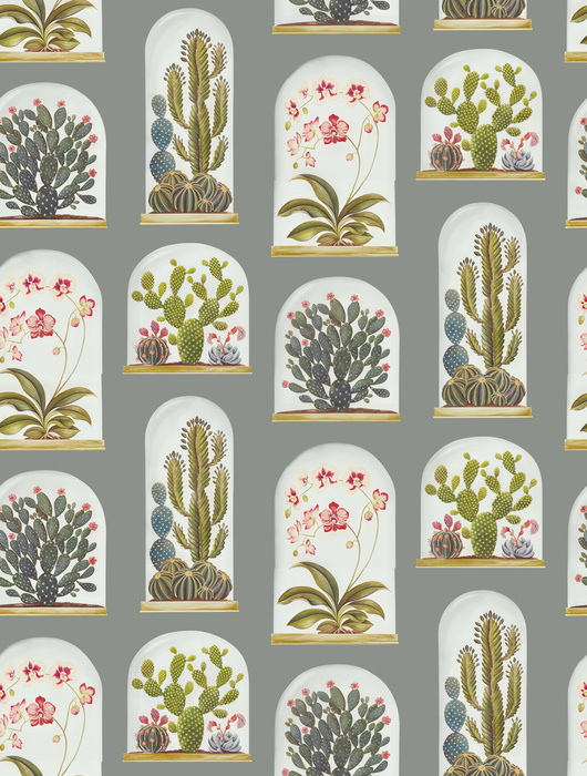 Thistlemere Echo Tropical Wallpaper — Warm Gray