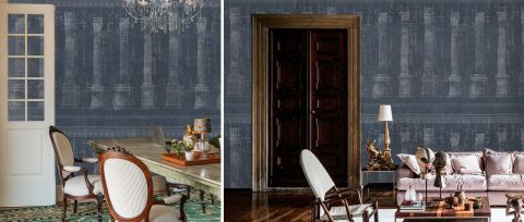 Avelune Chronicle Architectural Wallpaper — Slate Blue — desktop artwork view 3