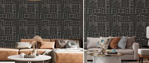 Avelune Gleam Architectural Wallpaper — Charcoal — desktop artwork view 3