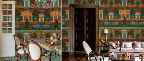 Avelune Haven Indian Garden Wallpaper — desktop room preview 3
