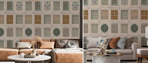 Bellora Drift Ornamental Wallpaper — Sage — desktop artwork view 3