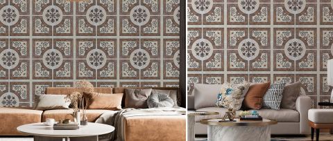Bellora Folio Tile Effect Wallpaper — desktop room preview 3