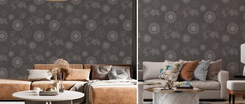 Bellora Reverie Cartographic Wallpaper — Smoky Gray — desktop artwork view 3