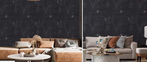 Bellora Story Geometric Wallpaper — desktop room preview 3