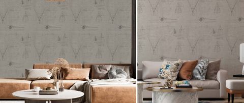 Bellora Story Geometric Wallpaper — Parchment — desktop artwork view 3
