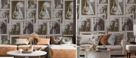 Bellora Tableau Geometric Wallpaper — desktop room preview 3