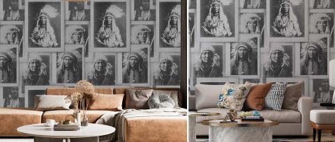 Bellora Tableau Geometric Wallpaper — Monochrome — desktop artwork view 3