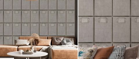Celandine Gleam Surface Effect Wallpaper — Warm Gray — desktop artwork view 3