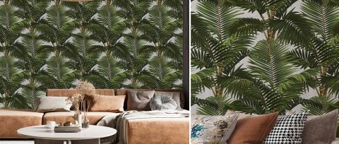 Celandine Journey Tropical Wallpaper — desktop room preview 3