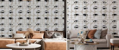Celandine Keepsake Geometric Wallpaper — Monochrome — desktop artwork view 3