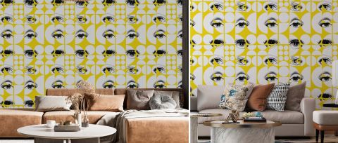 Celandine Keepsake Geometric Wallpaper — Sunflower — desktop artwork view 3