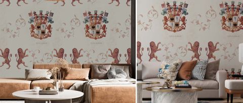 Celandine Reverie Folk Art Wallpaper — desktop room preview 3