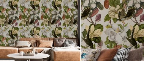 Dovewick Cadence Floral Wallpaper — desktop room preview 3