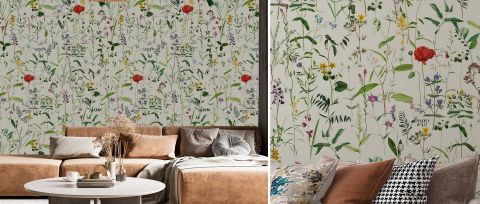 Dovewick Chronicle Dark Floral Wallpaper — Warm Ivory — desktop artwork view 3