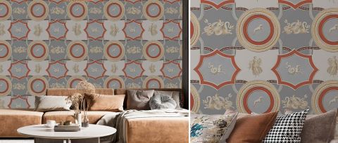 Dovewick Drift Geometric Wallpaper — desktop room preview 3
