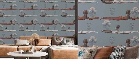Dovewick Echo Folk Art Wallpaper — desktop room preview 3
