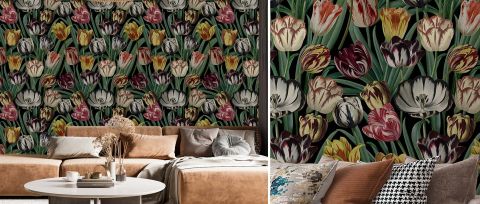 Dovewick Folio Dark Floral Wallpaper — Midnight Garden — desktop artwork view 3