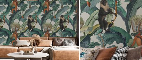 Dovewick Haven Tropical Wallpaper — desktop room preview 3