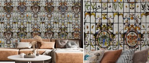 Dovewick Muse Folk Art Wallpaper — desktop room preview 3