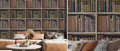 Dovewick Reverie Bookshelf Wallpaper — desktop room preview 3