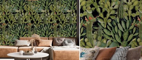 Dovewick Rhapsody Botanical Wallpaper — desktop room preview 3