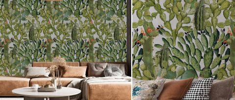 Dovewick Rhapsody Botanical Wallpaper — Leaf Green — desktop artwork view 3