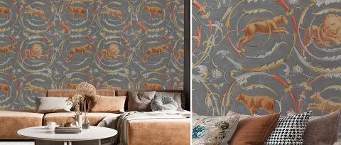 Dovewick Verse Botanical Wallpaper — desktop room preview 3