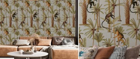 Dovewick Vista Tropical Wallpaper — Ivory — desktop artwork view 3