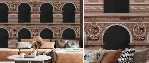 Elowen Daydream Architectural Wallpaper — Terracotta — desktop artwork view 3