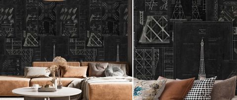 Elowen Echo Architectural Wallpaper — Chalkboard — desktop artwork view 3