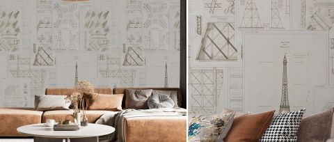Elowen Echo Architectural Wallpaper — desktop room preview 3
