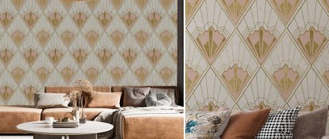Elowen Gleam Art Deco Wallpaper — Champagne — desktop artwork view 3