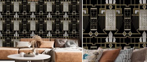 Elowen Journey Art Deco Wallpaper — desktop room preview 3