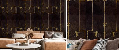 Elowen Passage Ornamental Wallpaper — Espresso — desktop artwork view 3