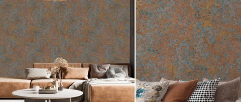 Elowen Tableau Surface Effect Wallpaper — Copper Teal — desktop artwork view 3