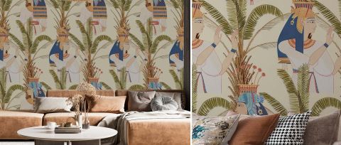 Fenwick Daydream Folk Art Wallpaper — desktop room preview 3