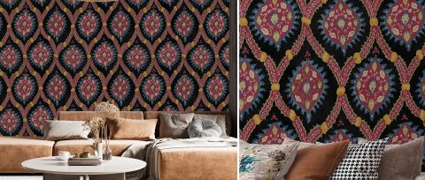 Fenwick Drift Ornamental Wallpaper — desktop room preview 3