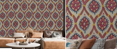 Fenwick Drift Ornamental Wallpaper — Ruby Blue — desktop artwork view 3
