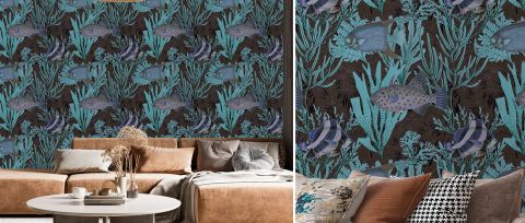 Fenwick Enclave Marine Wallpaper — Petrol — desktop artwork view 3