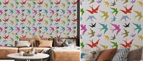 Fenwick Folio Bird Wallpaper — desktop room preview 3