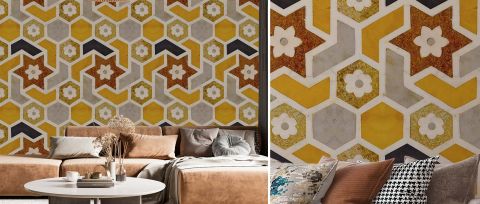 Fenwick Keepsake Tile Effect Wallpaper — desktop room preview 3