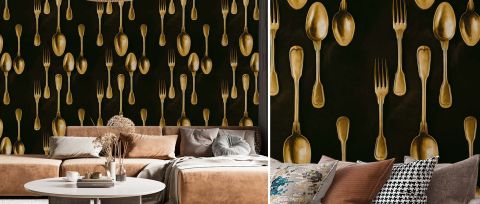 Fenwick Reverie Kitchen Motif Wallpaper — desktop room preview 3