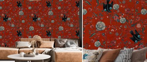 Fenwick Tableau Bird Wallpaper — desktop room preview 3