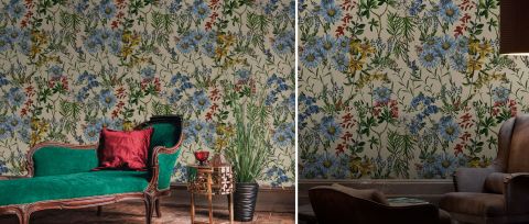 Fenwick Verse Floral Wallpaper — desktop room preview 3