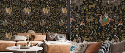 Fenwick Vista Indian Garden Wallpaper — Onyx — desktop artwork view 3
