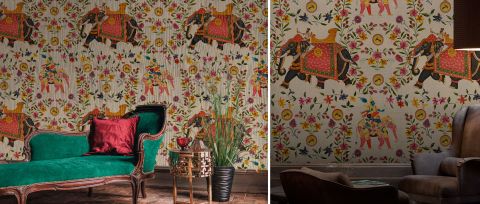 Gildmere Echo Folk Art Wallpaper — desktop room preview 3